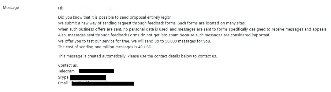 Spam in contact forms.