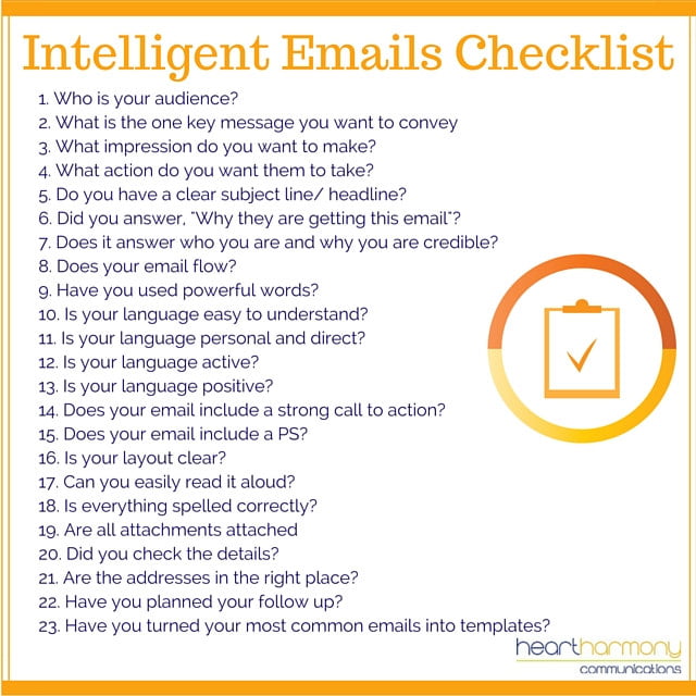 Intelligent emails checklist