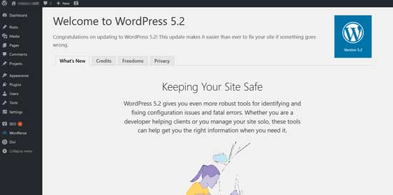 Successful update of WordPress.