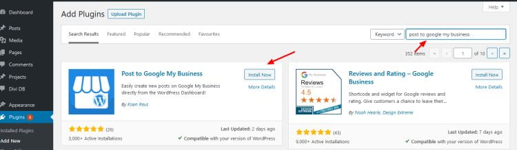 Showing Post to Google My Business plugin in the WordPress repository