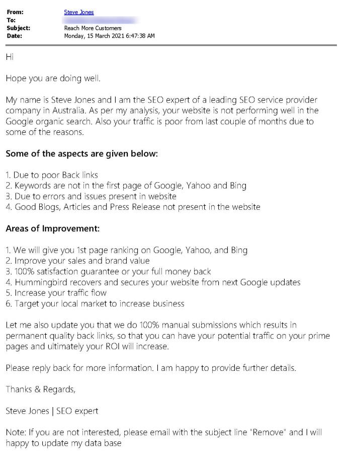 SEO Spam email