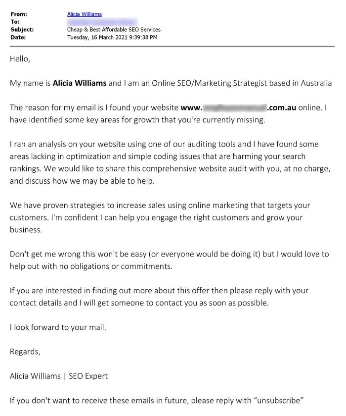 SEO Spam email