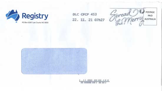 Fake business name registration invoice envelopes
